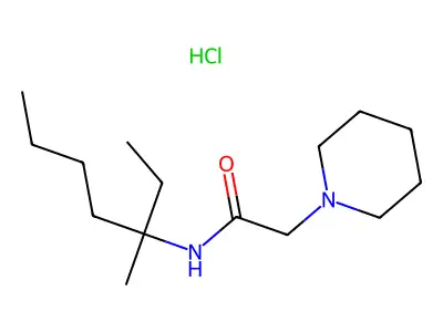 1-Piperidineacetamide, N-(1-ethyl-1-methylpentyl)-, hydrochloride structure