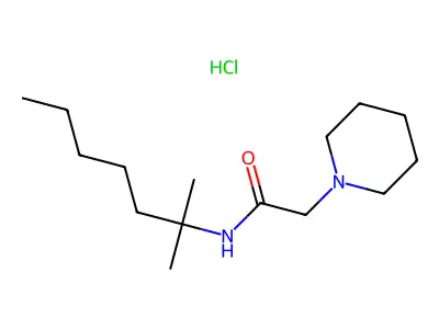 1-Piperidineacetamide, N-(1,1-dimethylhexyl)-, hydrochloride structure