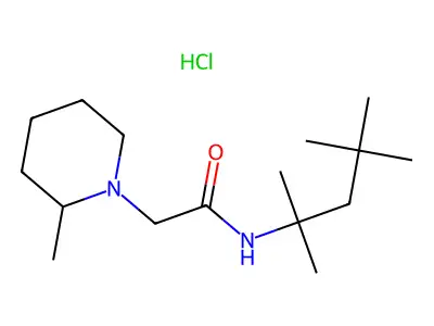 1-Piperidineacetamide, 2-methyl-N-(1,1,3,3-tetramethylbutyl)-, hydrochloride structure