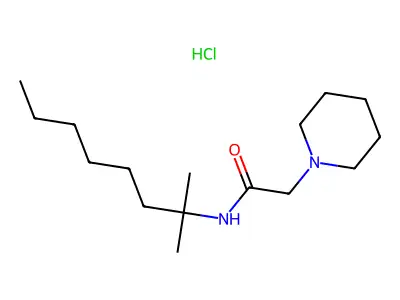1-Piperidineacetamide, N-(1,1-dimethylheptyl)-, hydrochloride structure