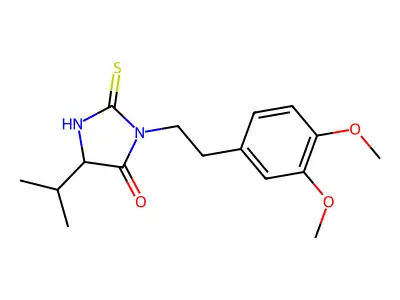 3-[2-(3,4-dimethoxyphenyl)ethyl]-5-(propan-2-yl)-2-sulfanylideneimidazolidin-4-one structure