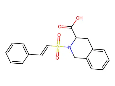 2-[(E)-2-phenylethenesulfonyl]-1,2,3,4-tetrahydroisoquinoline-3-carboxylic acid structure