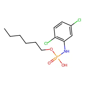 Hexyl 2,5-dichlorophenylphosphoroamidate structure