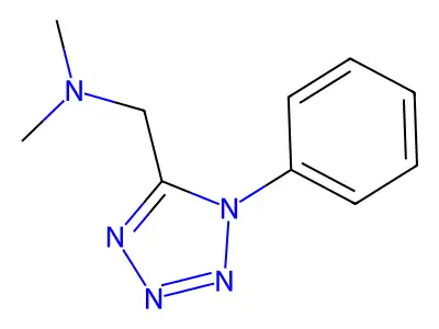 N,N-dimethyl-1-(1-phenyltetrazol-5-yl)methanamine structure