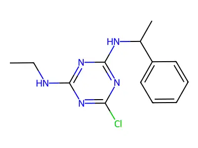 1,3,5-Triazine-2,4-diamine, 6-chloro-N-ethyl-N'-(1-phenylethyl)- structure