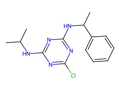 1,3,5-Triazine-2,4-diamine, 6-chloro-N-(1-methylethyl)-N'-(1-phenylethyl)- structure