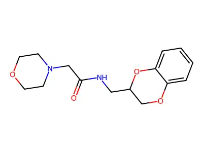 N-(2,3-dihydro-1,4-benzodioxin-3-ylmethyl)-2-morpholin-4-ylacetamide structure