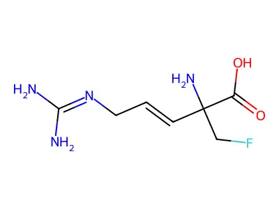 (E)-2-amino-5-(diaminomethylideneamino)-2-(fluoromethyl)pent-3-enoic acid structure