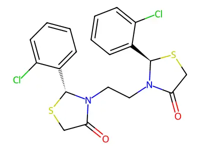 4-Thiazolidinone, 3,3'-ethylenebis(2-(o-chlorophenyl)-, meso- structure
