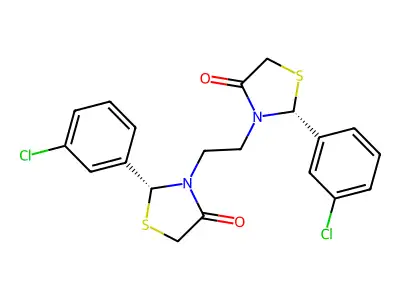 3,3'-(Ethane-1,2-diyl)bis(2-(3-chlorophenyl)-1,3-thiazolidin-4-onato) structure