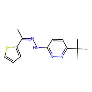 3(2H)-Pyridazinone, 6-(1,1-dimethylethyl)-, [1-(2-thienyl)ethylidene]hydrazone structure