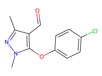 5-(4-chlorophenoxy)-1,3-dimethyl-1H-pyrazole-4-carbaldehyde structure