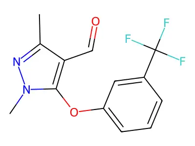 1,3-dimethyl-5-[3-(trifluoromethyl)phenoxy]-1H-pyrazole-4-carbaldehyde structure