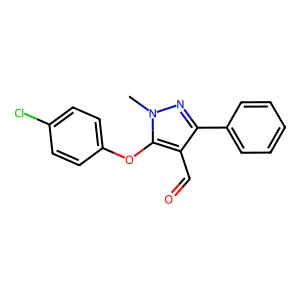 5-(4-chlorophenoxy)-1-methyl-3-phenyl-1H-pyrazole-4-carbaldehyde structure