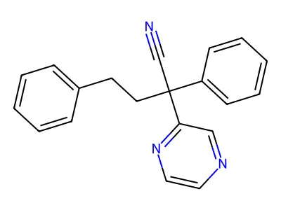 2,4-Diphenyl-2-(pyrazin-2-yl)butanenitrile structure