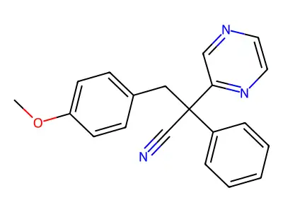 3-(4-Methoxyphenyl)-2-phenyl-2-(pyrazin-2-yl)propanenitrile structure