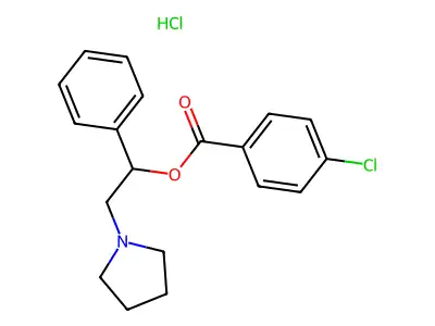 1-Phenyl-2-(pyrrolidin-1-yl)ethyl 4-chlorobenzoate--hydrogen chloride (1/1) structure
