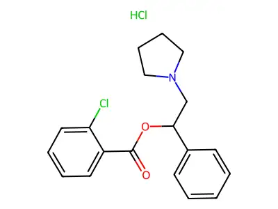 1-Phenyl-2-(pyrrolidin-1-yl)ethyl 2-chlorobenzoate--hydrogen chloride (1/1) structure