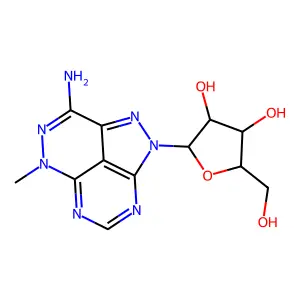 8-Amino-6(N)-methyl-2-ribofuranosyl-1,2,3,5,6,7-hexaazaacenaphthylene structure