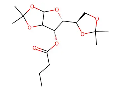 alpha-D-Glucofuranose, 1,2:5,6-bis-O-(1-methylethylidene)-, butanoate structure