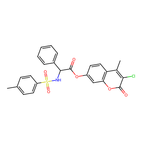 (3-chloro-4-methyl-2-oxochromen-7-yl) 2-[(4-methylphenyl)sulfonylamino]-2-phenylacetate structure