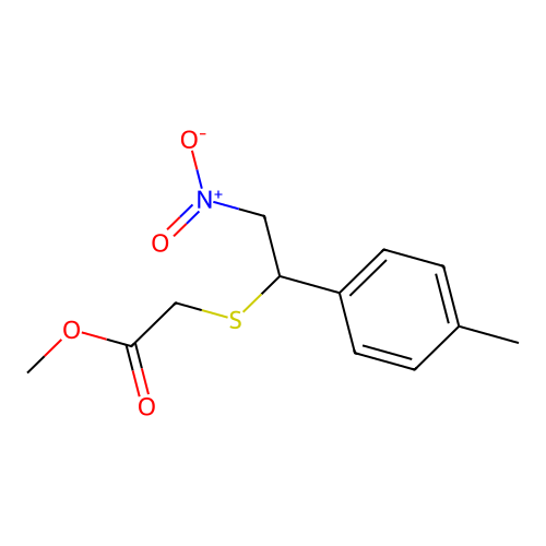 Methyl 2-[1-(4-methylphenyl)-2-nitroethyl]sulfanylacetate structure