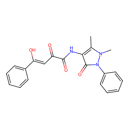 (Z)-N-(1,5-dimethyl-3-oxo-2-phenylpyrazol-4-yl)-4-hydroxy-2-oxo-4-phenylbut-3-enamide structure