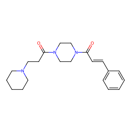 Piperazine, 1-(1-oxo-3-phenyl-2-propenyl)-4-(1-oxo-3-(1-piperidinyl)propyl)- structure