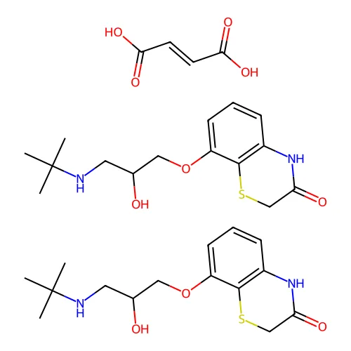 (E)-丁-2-烯二酸;双(8-[3-(叔丁基氨基)-2-羟基丙氧基]-4H-1,4-苯并噻嗪-3-酮) structure