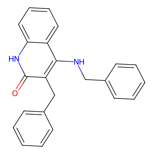 3-benzyl-4-(benzylamino)-1H-quinolin-2-one structure
