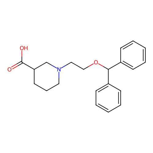3-Piperidinecarboxylic acid, 1-[2-(diphenylmethoxy)ethyl]- structure