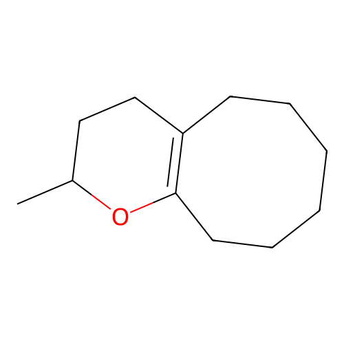 10-Methyl-9-oxabicyclo[6.4.0]dodecan-1(8)-ene structure