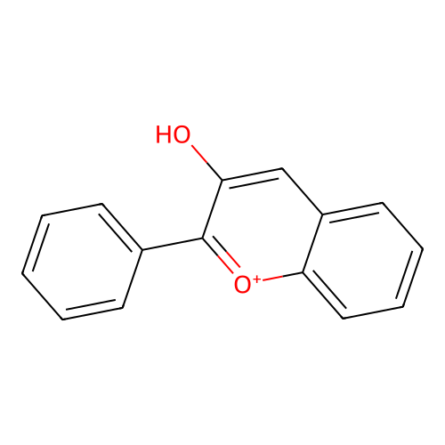 3-Hydroxy-2-phenylchromenylium structure