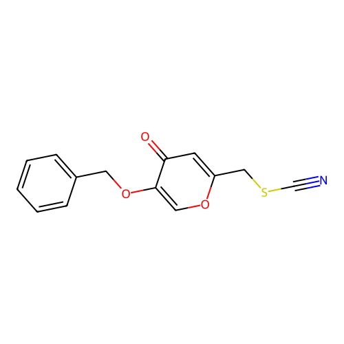 5-Benzyloxy-2-thiocyanatomethyl-4-pyranone structure