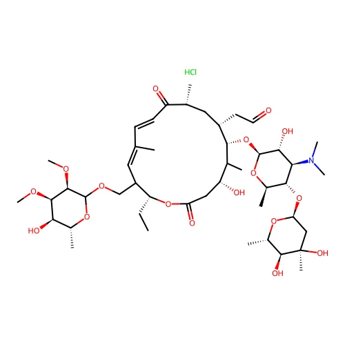 2-[(4R,6S,7R,9R,11E,13E,16R)-6-[(2R,3R,4R,5S,6R)-5-[(2S,4R,5S,6S)-4,5-二羟基-4,6-二甲基噁烷-2-基]氧代-4-(二甲氨基)-3-羟基-6-甲基噁烷-2-基]氧代-16-乙基-4-羟基-15-[[(3R,4R,5R,6R)-5-羟基-3,4-二甲氧基-6-甲基噁烷-2-基]氧代甲基]-5,9,13-三甲基-2,10-二氧代-1-氧杂环十六-11,13-二烯-7-基]乙酰甲醛;氢氯化物 structure