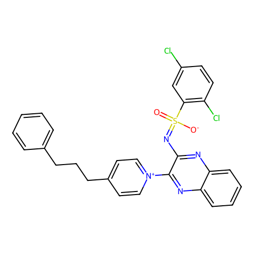 (2,5-dichlorophenyl)sulfonyl-[3-[4-(3-phenylpropyl)pyridin-1-yl]quinoxalin-2-yl]azanide structure