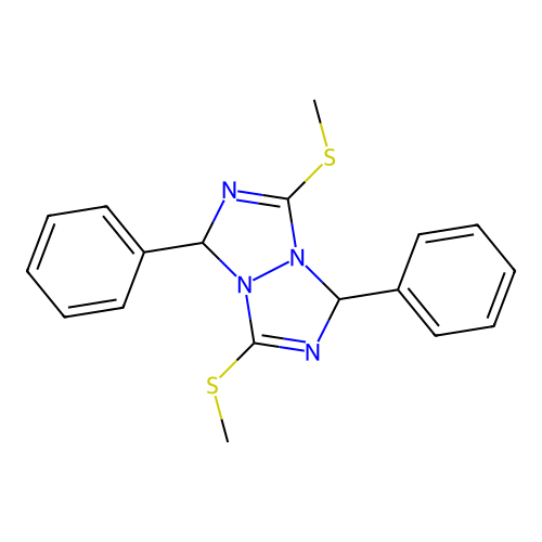3,7-bis(methylsulfanyl)-1,5-diphenyl-1H,5H-[1,2,4]triazolo[1,2-a][1,2,4]triazole structure