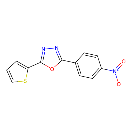 2-(4-Nitrophenyl)-5-(thiophen-2-yl)-1,3,4-oxadiazole structure