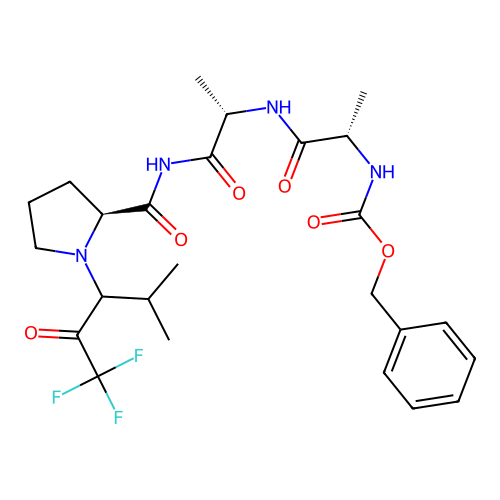Benzyloxycarbonylalanyl-alanyl-prolyl-valine-trifluoromethyl ketone structure