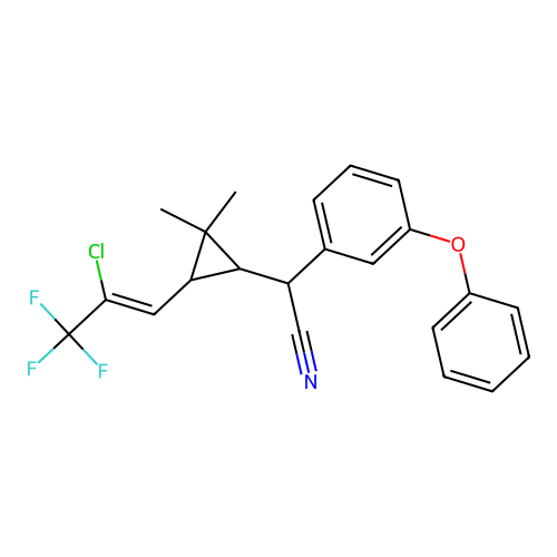 Benzeneacetonitrile, alpha-(3-(2-chloro-3,3,3-trifluoro-1-propen-1-yl)-2,2-dimethylcyclopropyl)-3-phenoxy- structure