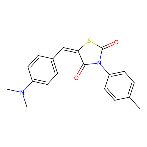 (E)-5-(4-(dimethylamino)benzylidene)-3-(p-tolyl)thiazolidine-2,4-dione structure