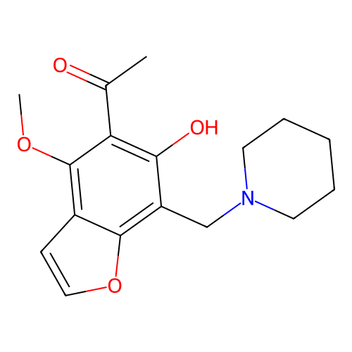 1-[6-Hydroxy-4-methoxy-7-(piperidin-1-ylmethyl)-1-benzofuran-5-yl]ethanone structure