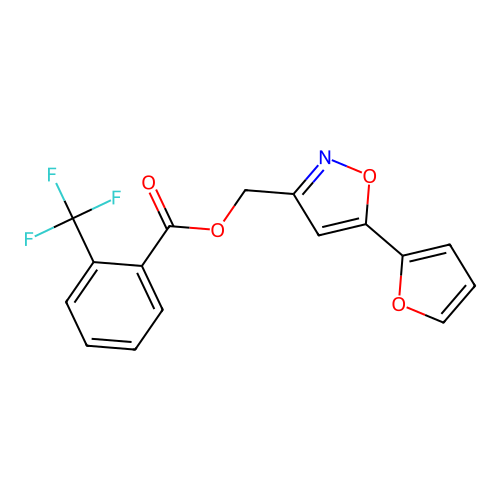 [5-(Furan-2-yl)-1,2-oxazol-3-yl]methyl 2-(trifluoromethyl)benzoate structure