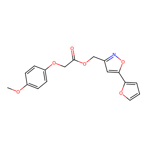 [5-(Furan-2-yl)-1,2-oxazol-3-yl]methyl 2-(4-methoxyphenoxy)acetate structure