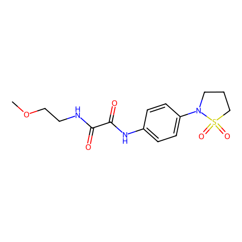 N1-(4-(1,1-dioxidoisothiazolidin-2-yl)phenyl)-N2-(2-methoxyethyl)oxalamide structure