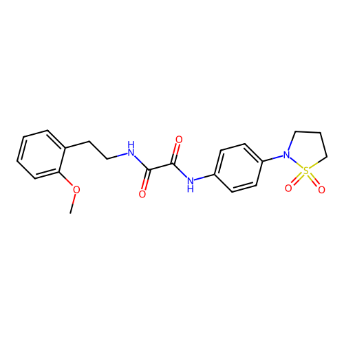 N1-(4-(1,1-dioxidoisothiazolidin-2-yl)phenyl)-N2-(2-methoxyphenethyl)oxalamide structure