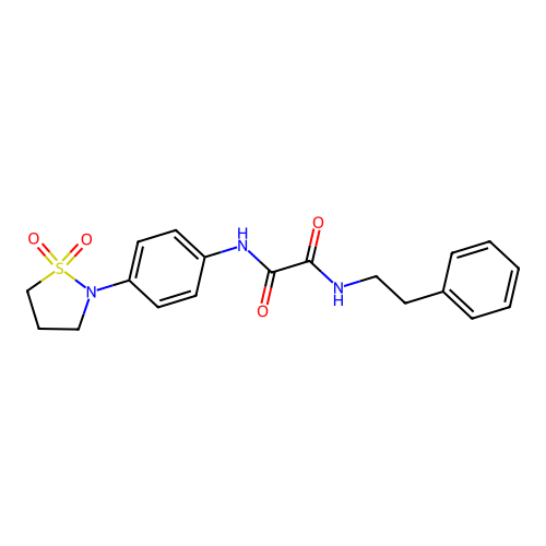 N1-(4-(1,1-dioxidoisothiazolidin-2-yl)phenyl)-N2-phenethyloxalamide structure