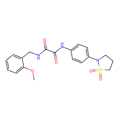 N1-(4-(1,1-dioxidoisothiazolidin-2-yl)phenyl)-N2-(2-methoxybenzyl)oxalamide structure
