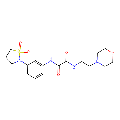 N1-(3-(1,1-dioxidoisothiazolidin-2-yl)phenyl)-N2-(2-morpholinoethyl)oxalamide structure