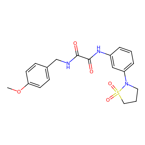 N-[3-(1,1-dioxido-1,2-thiazolidin-2-yl)phenyl]-N'-(4-methoxybenzyl)ethanediamide structure